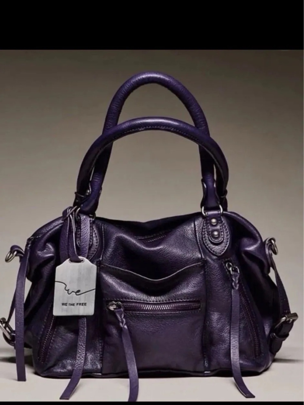Free People We the Free Large Emerson Leather Tote Bag in Midnight Orchid
